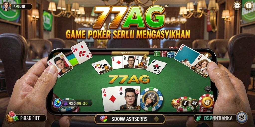 Tampilan gameplay poker yang mendebarkan di 77AG.