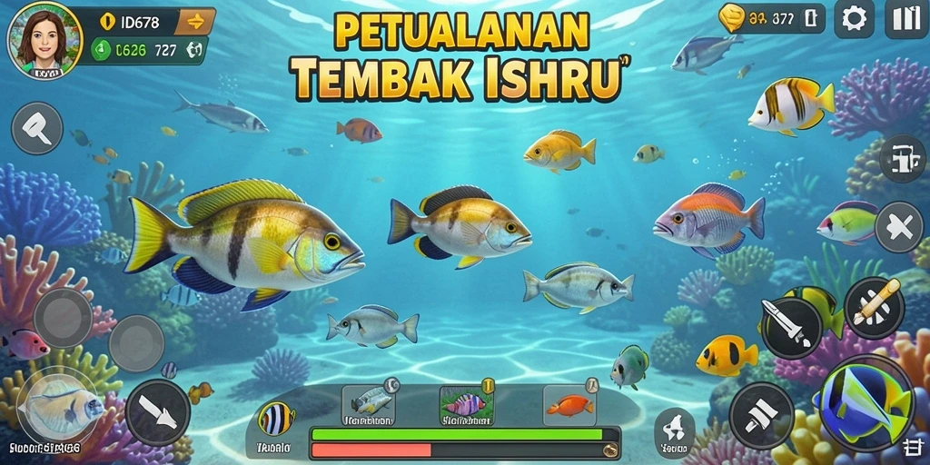 Tangkapan layar dari gameplay Tembak Ikan yang seru.