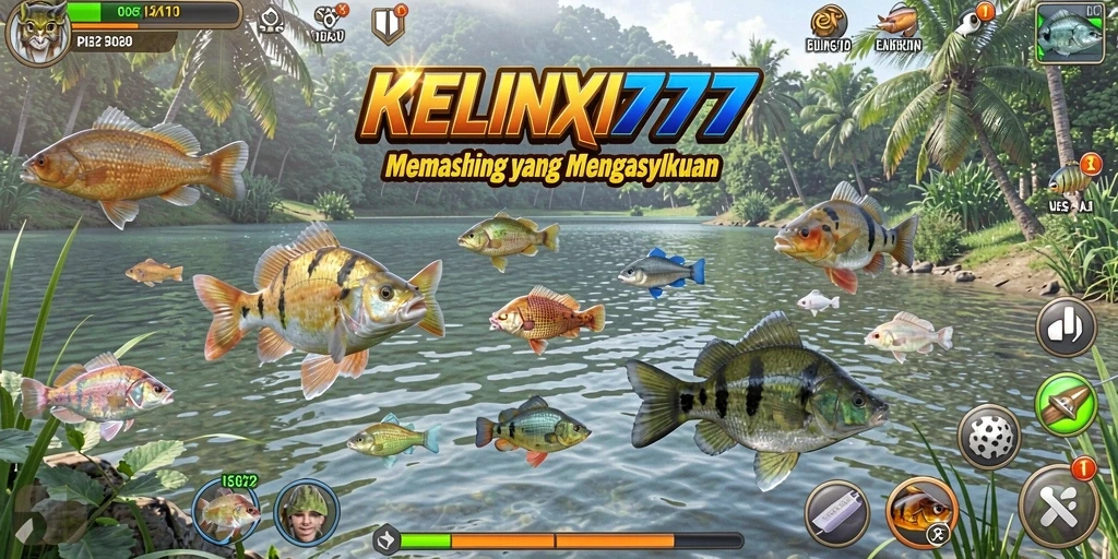 Tampilan gameplay KELINCI777 dengan grafis yang menawan dan aksi memancing yang seru.