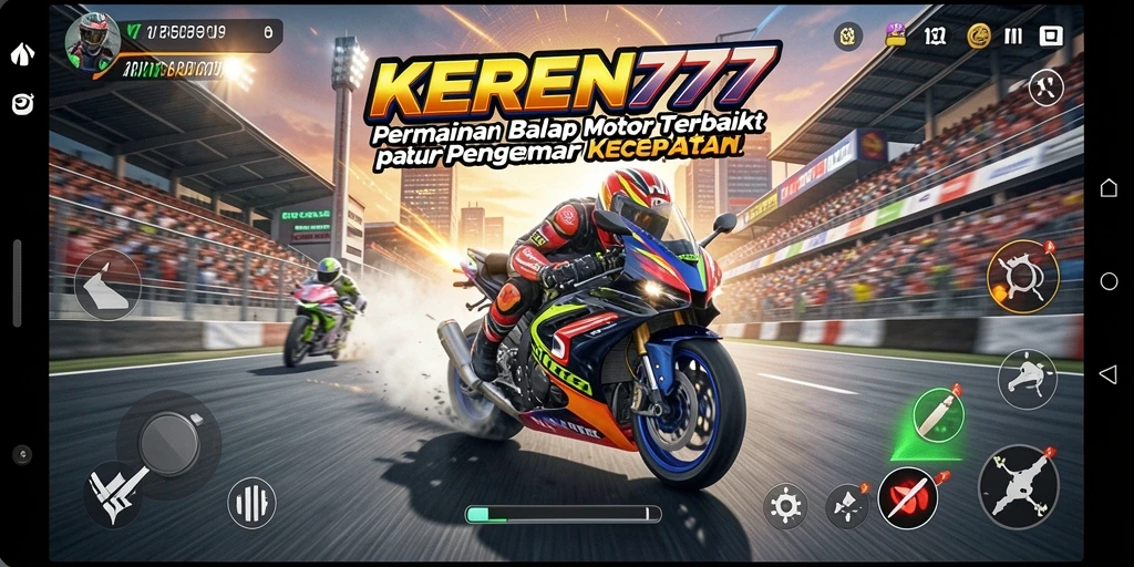 Screenshot KEREN777 menampilkan balapan motor yang intens dan penuh aksi.