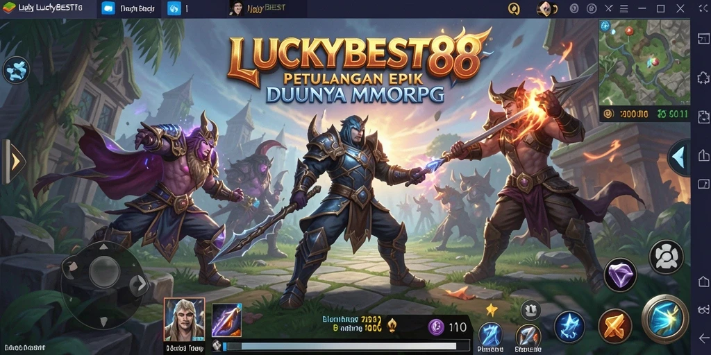 Tampilan gameplay dramatis dari LUCKYBEST88 di dunia MMORPG.