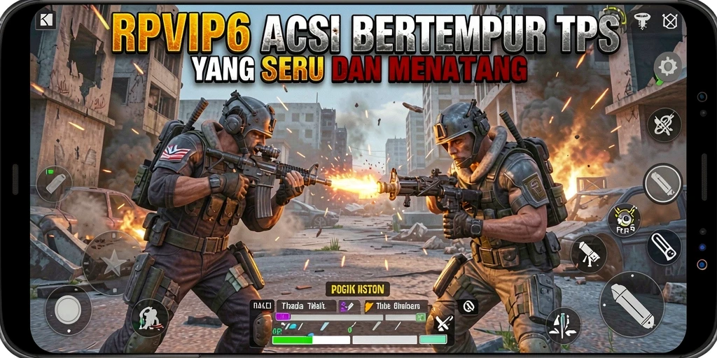 Tampilan gameplay RPVIP6 yang seru dan intens dalam mode TPS.
