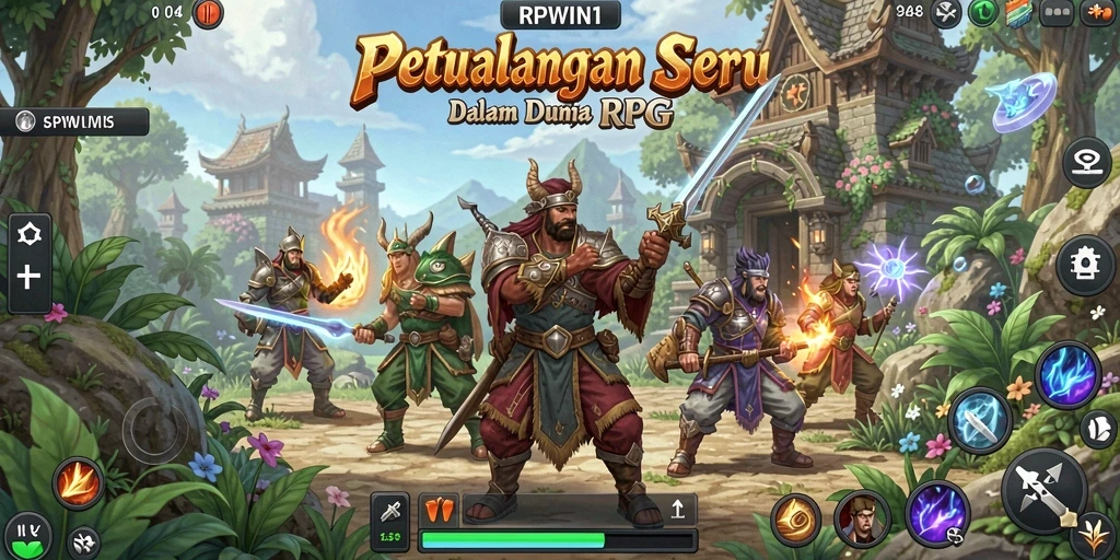 Screenshot RPWIN1 yang menampilkan aksi penuh petualangan dalam gameplay RPG.