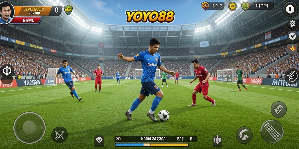 Tampilan gameplay seru dalam permainan sepak bola YOYO88.
